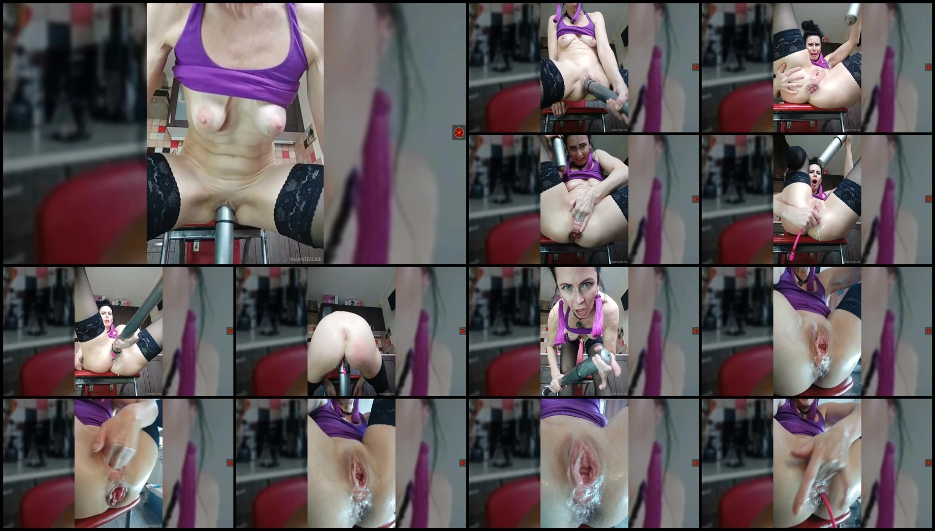 Skinny MILF Justmichelle baseball bat and fist vaginal penetration