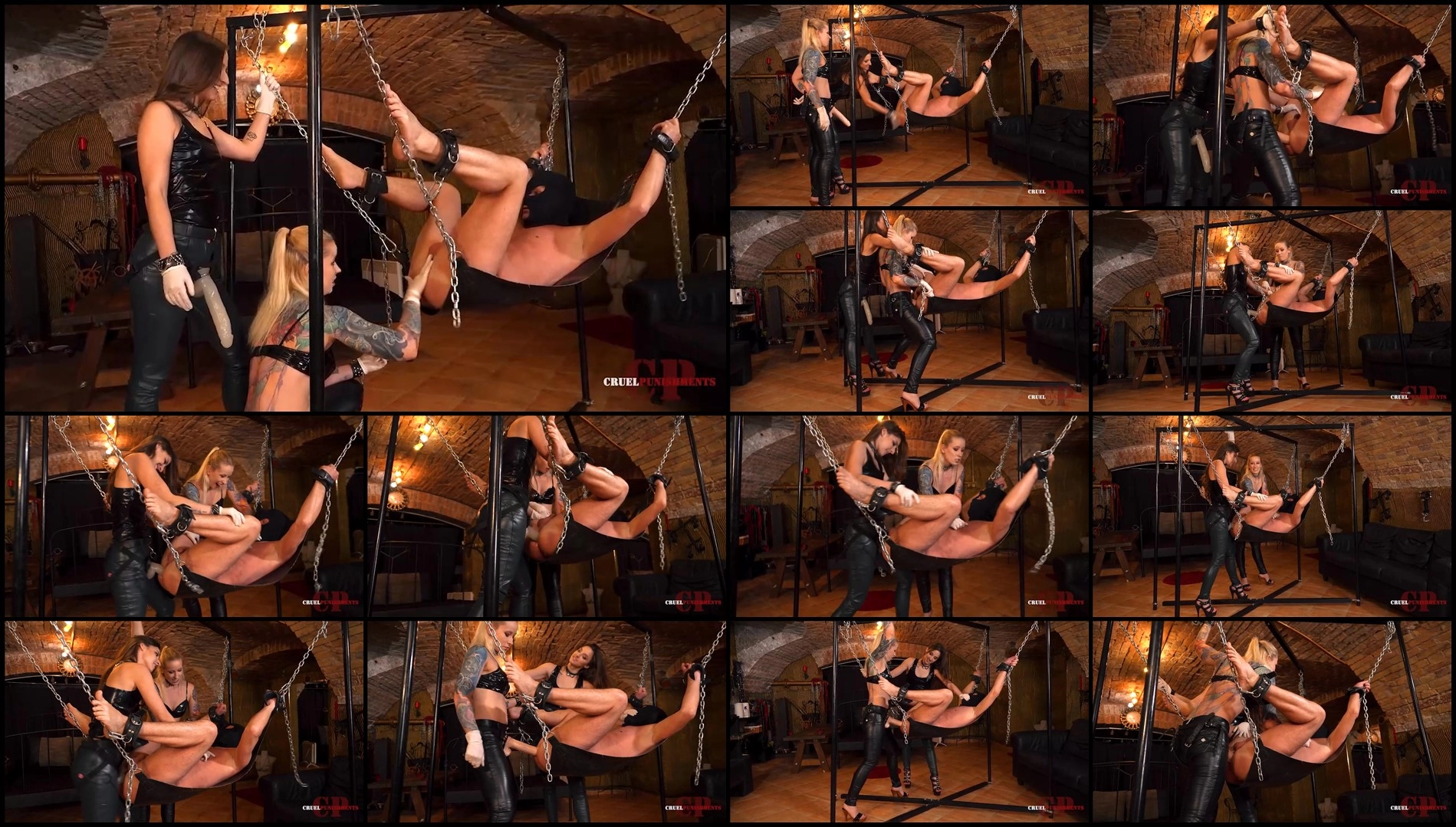 Cruel Punishments - Mistress Anette and Mistress Amirah - Slaves Ass Ruined In A Swing-Femdom