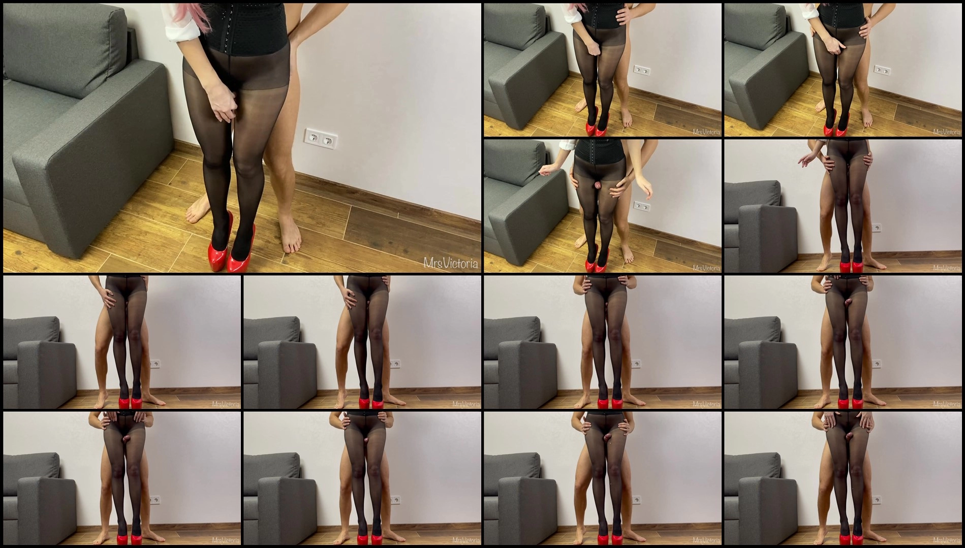 MrsVictoria - Mistress lets fuck her thighs in pantyhose-Femdom