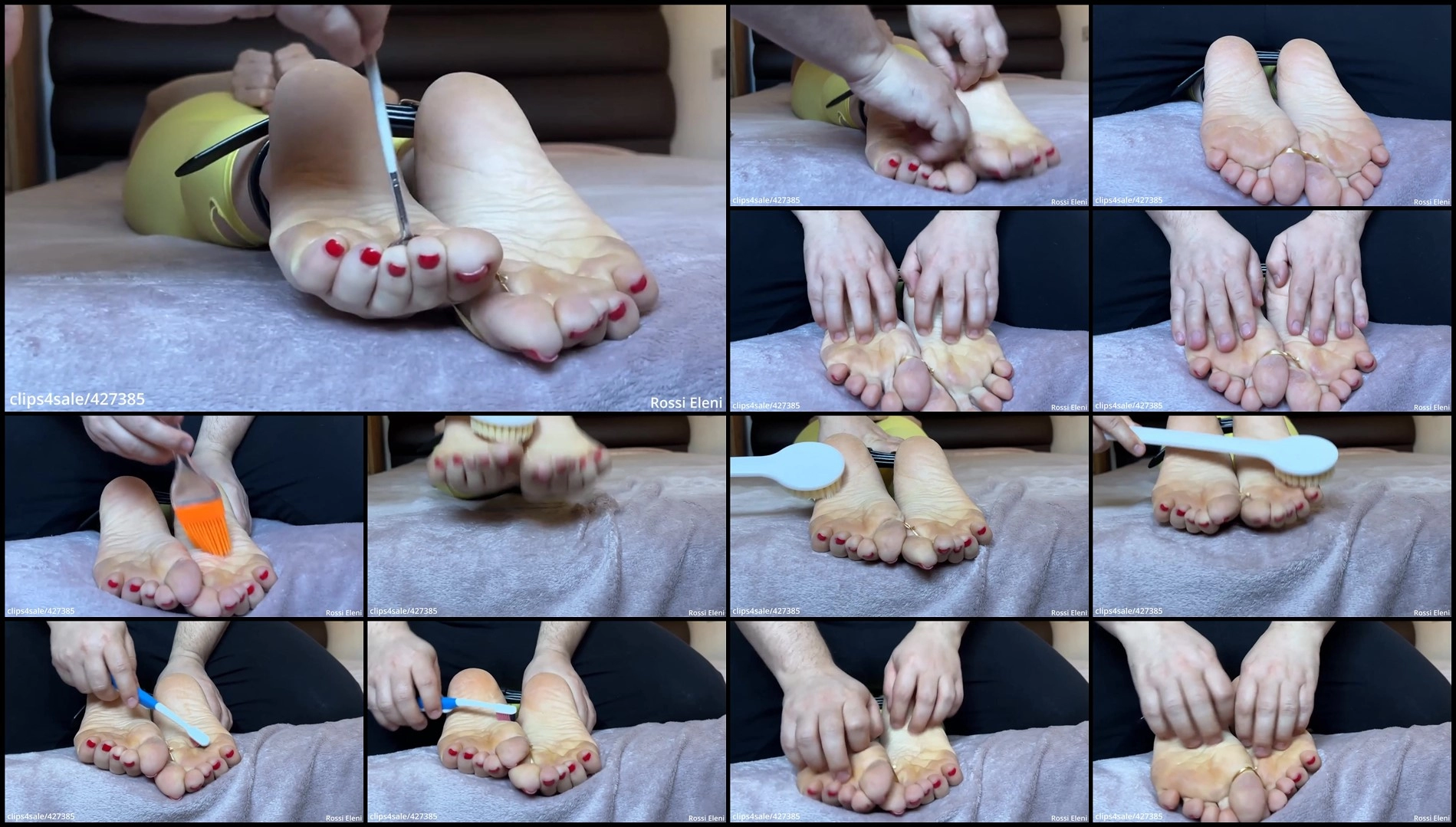 RossiEleni – Tickling bare feet with wrinkled soles and red toenails- mf, TicklingFeet