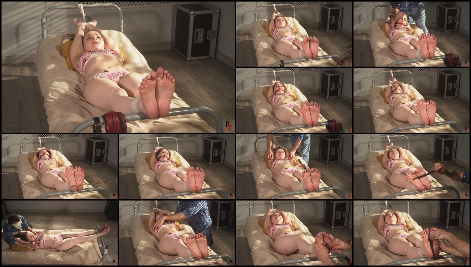RFStudioProduction – Arina – Tickling and Bastinado on the Bed- mf, TicklingFeet, TicklingUpperBody