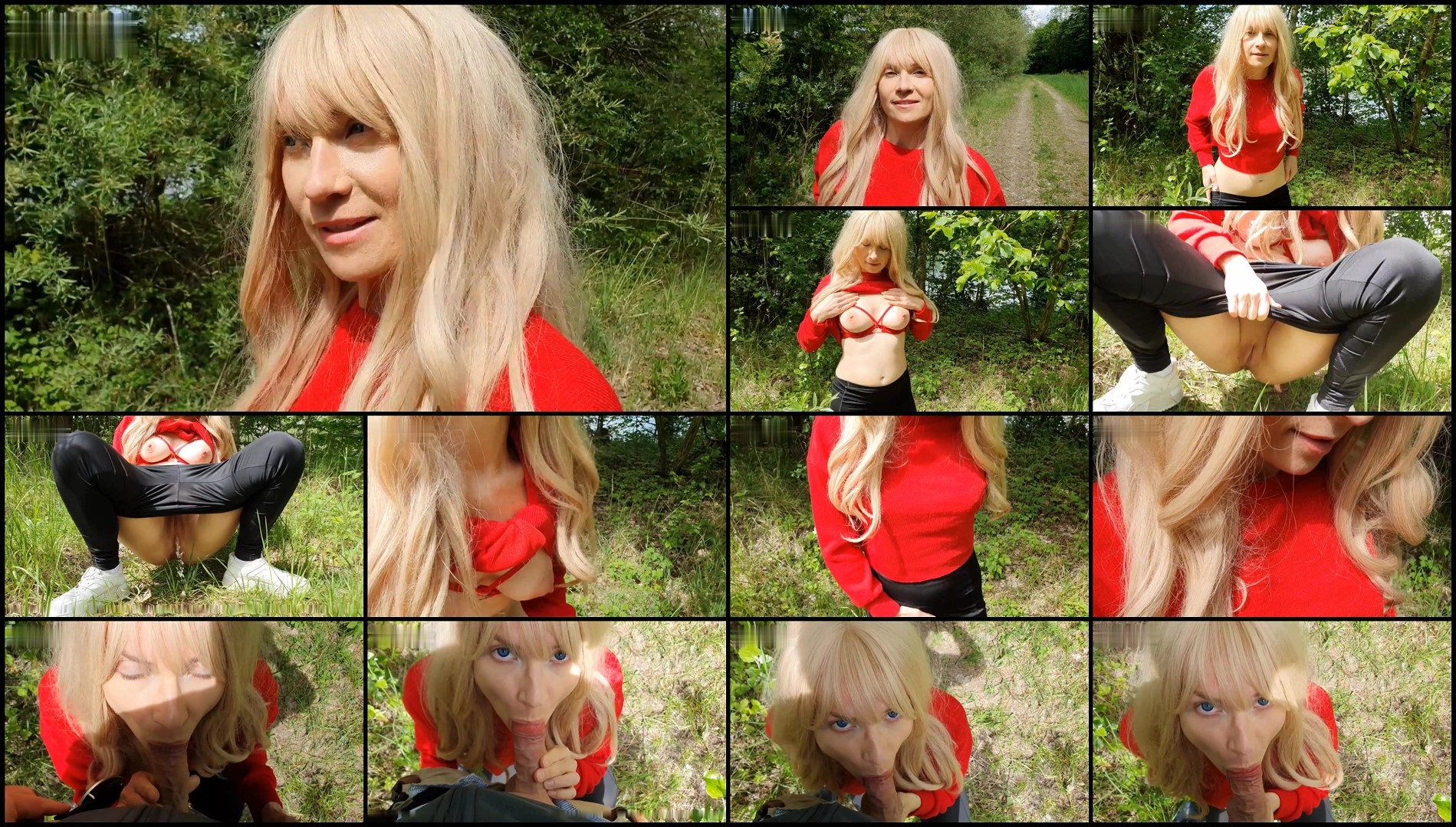 blondes teen girl – CAUGHT – Wild peeing in the woods ends with a blowjob – MEGA BRIGHT