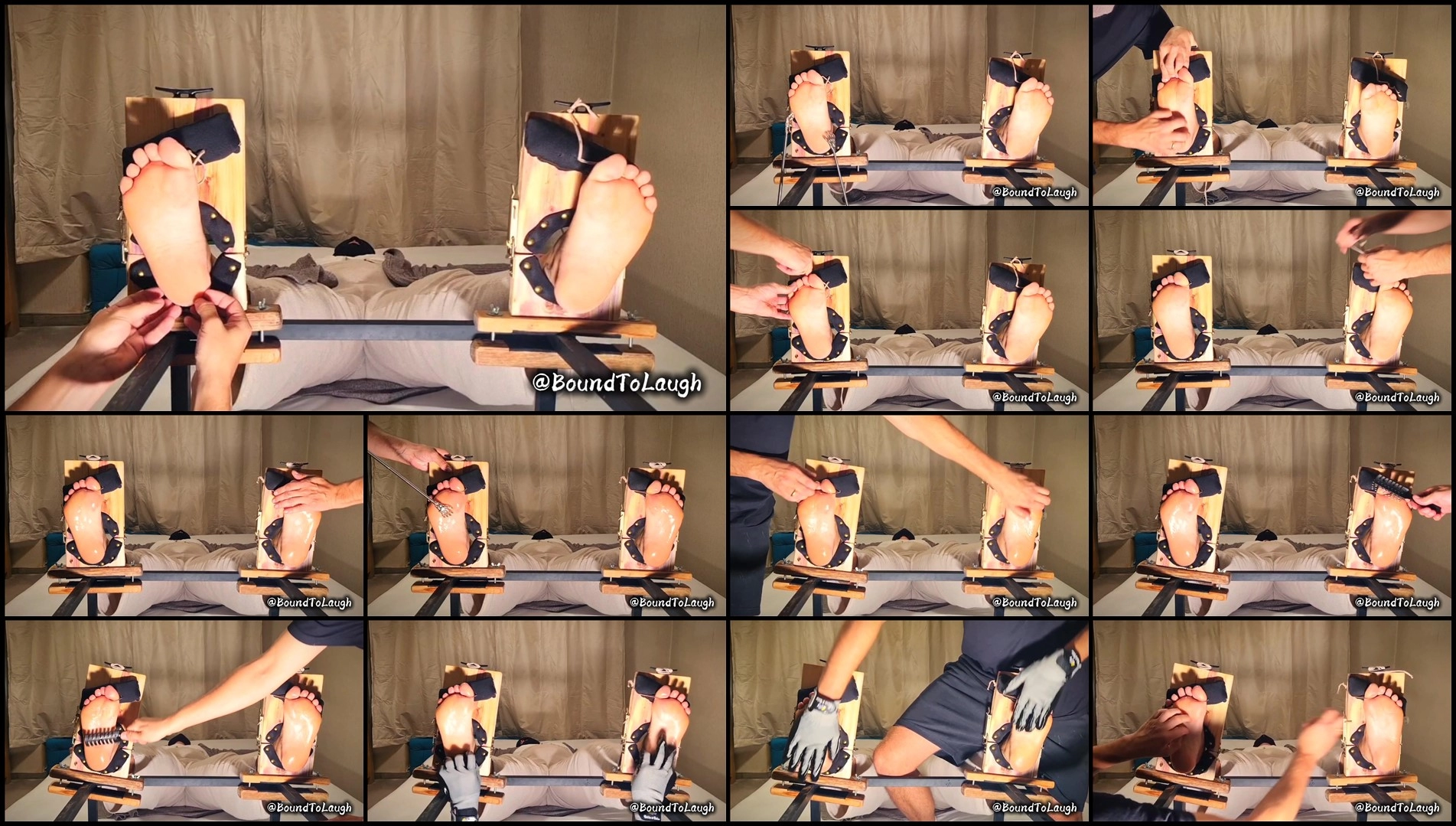 BoundToLaugh – Tickling oiled Soles with No Mercy – Gagged, Blindfolded & Toe-Tied- mf, TicklingFeet